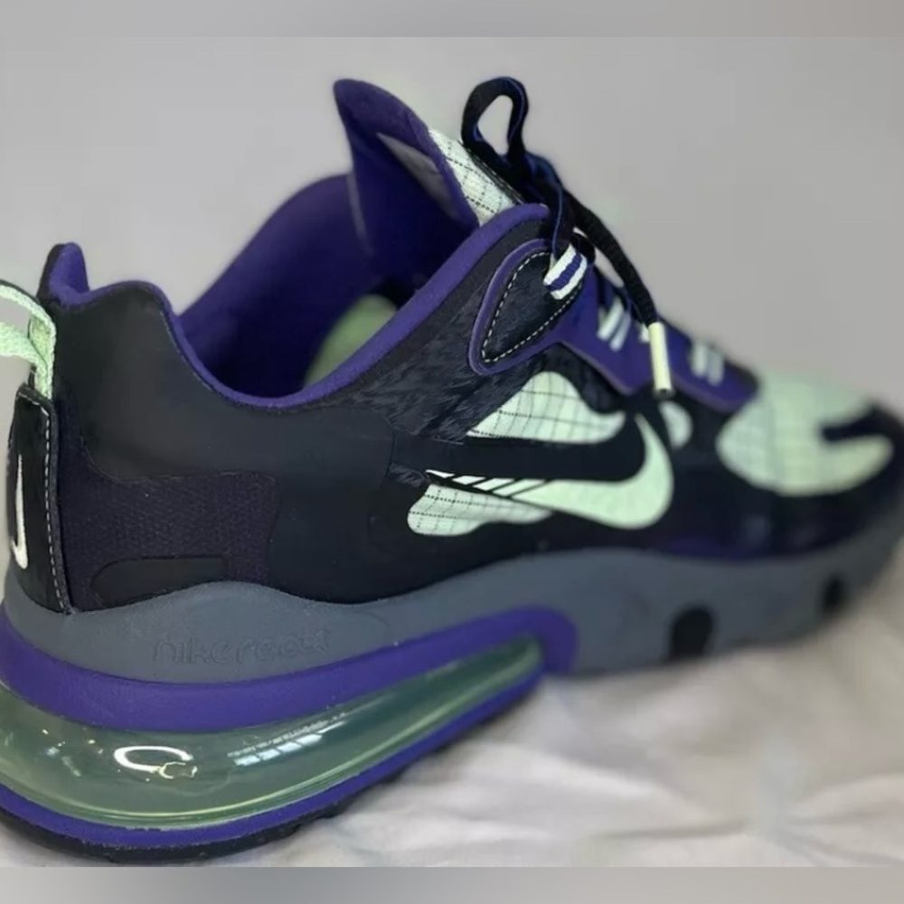Nike Air Max 270 React Future Swoosh Mens Size 11 Black, Green & Purple NEW - Picture 9 of 16